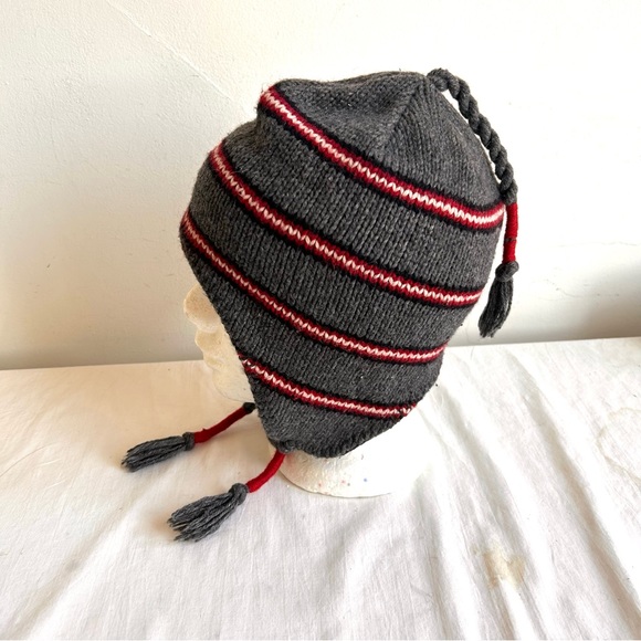 Knit Wool Blend Stripe Tassel Winter Hat - Picture 6 of 10